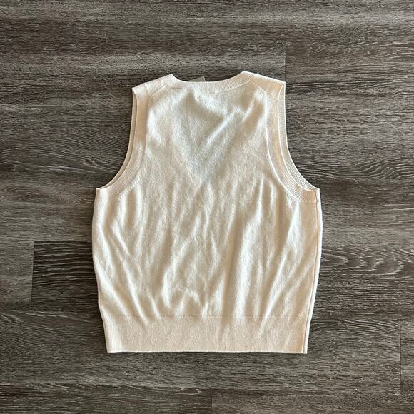 NWT J.Crew 100% Cashmere Sweater Vest Size Medium V-Neck Butter Cream Sleeveless - Picture 6 of 11